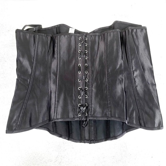 ADORE ME Black Corset PLUS SIZE 2XL XXL Lace Up Floral Beaded Lace Sparkle NEW - Picture 6 of 8